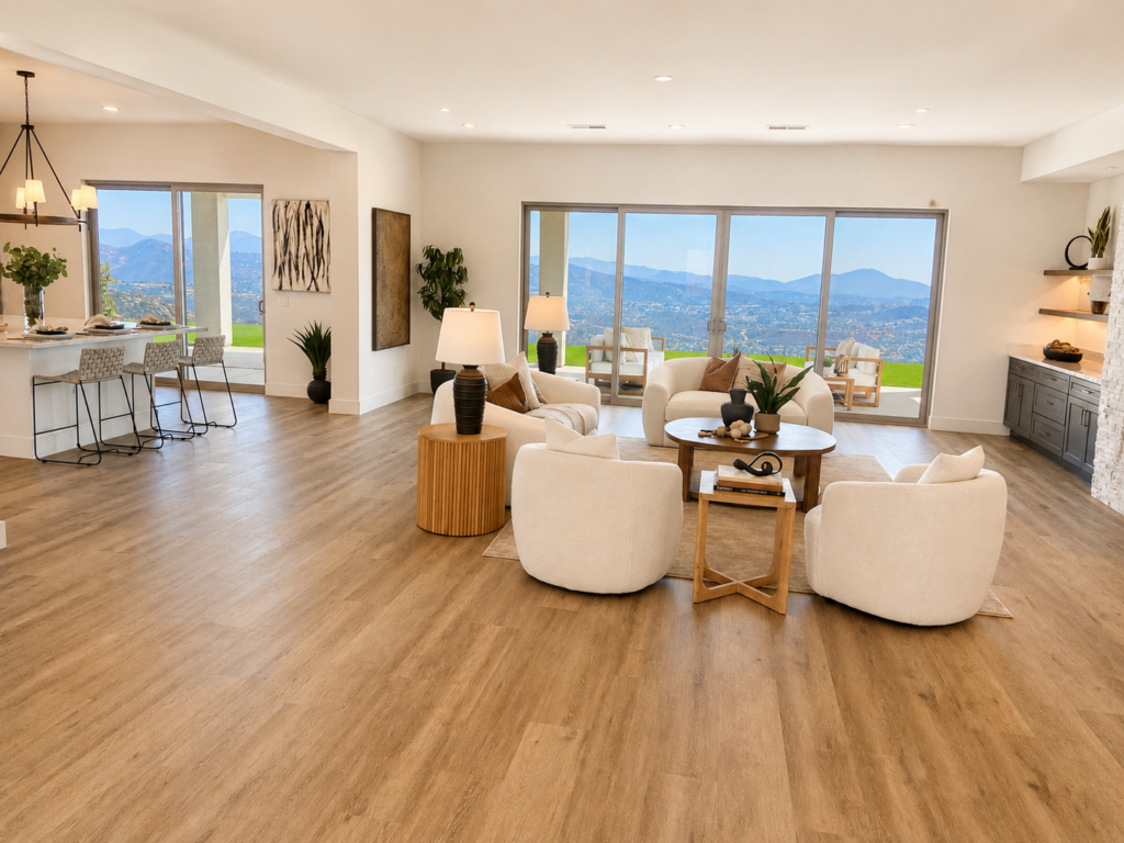 168 living rm and kitchen with view