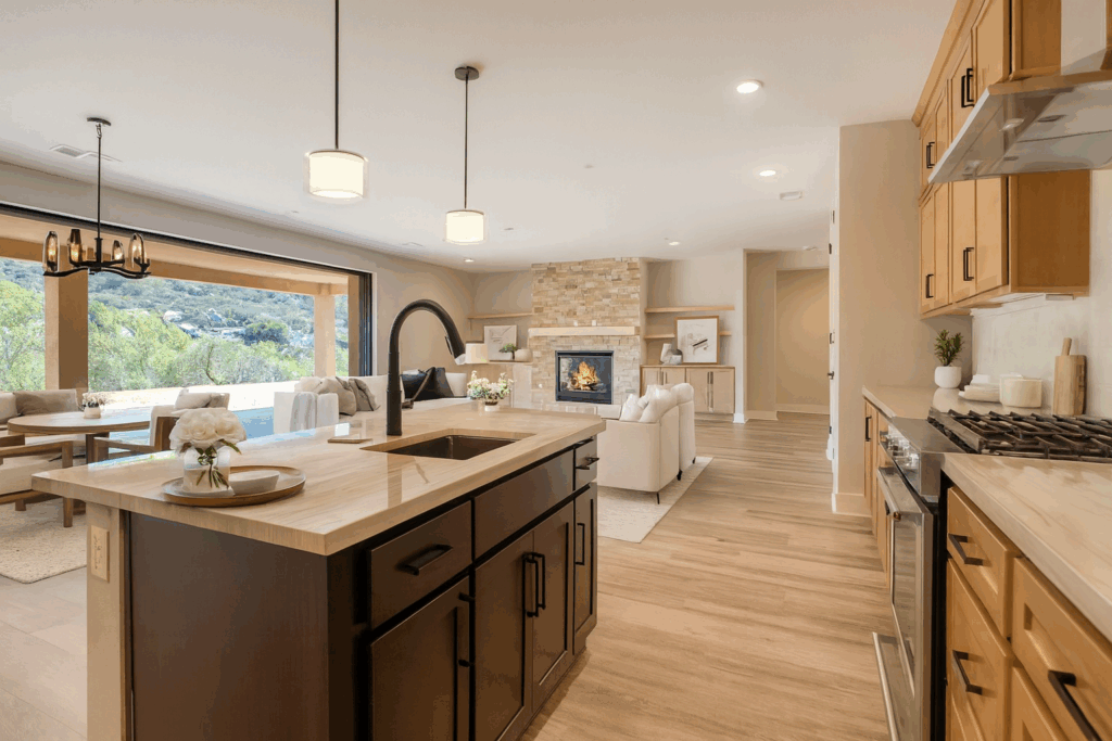 Homesite 144 VS 10628 Via Tiglio Great Room from Kitchen to California Room